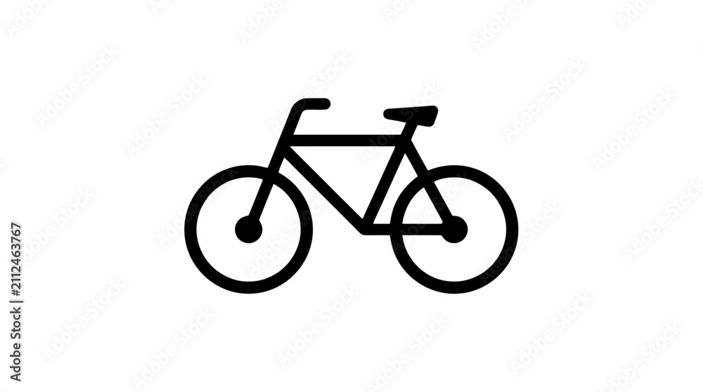 Fototapeta premium Simple black bicycle icon isolated on a white background for design projects.