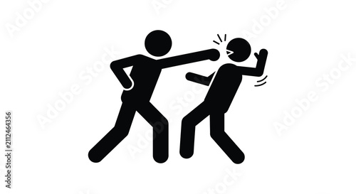 Fotografi A stick figure person punching another person in a violent physical confrontatio