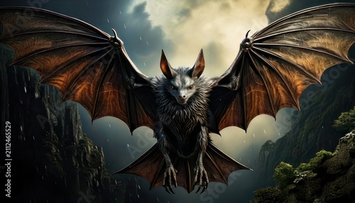Majestic Bat in Flight - A Creature of the Night.