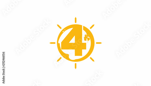 Number Four Logo Design Element.