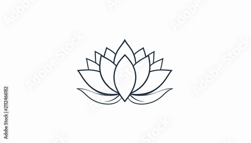 Lotus Flower Line Art Illustration.