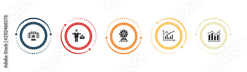 filled business icons set - multitasking woman, man success, big ferris wheel, measuring success. editable vector for web and mobile ui