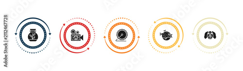 Cuadro en lienzo filled animals icons set - terrarium, documentary, hamster ball, blowfish