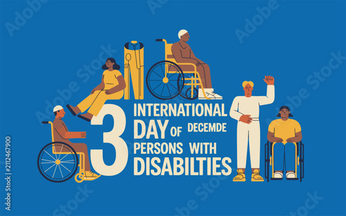 Vector illustration of international day of persons with disabilities featuring people in, inclusion