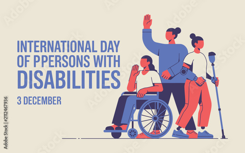 Vector illustration of international day of persons with disabilities with people using mobility
