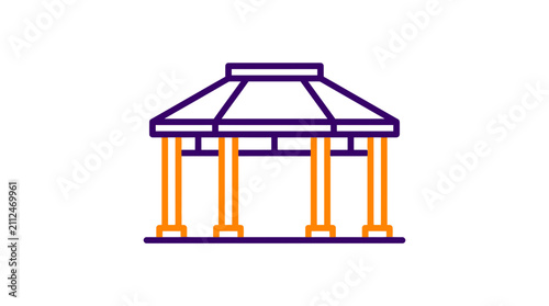Принти на полотні Modern Gazebo Icon Outline, Outdoor Structure, Garden Pavilion Symbol