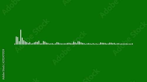 White audio waveform spectrum animation, audio visualizer on green background.Abstract wave motion equalize,Line audio wave visualization. Animated sound wave spectrum.4k audio
