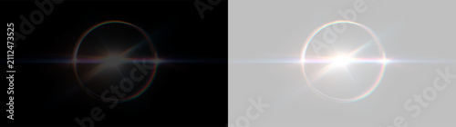 Bright light shines through a translucent circle on a transparent background