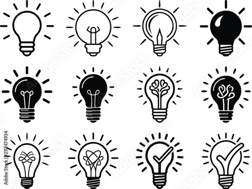 Icon, Bulb, Light, Lightbulb, Idea, Lamp, Creative, Think, Line, Vector, Symbol, Intelligent, Electric, Concept, Bright, Outline, Flat