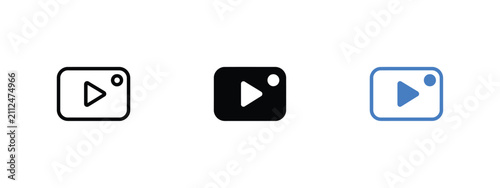 Canvas Print Play button icons in black white and blue color schemes against a transparent ba