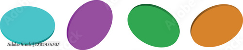 Fotografie Four isometric oval or elliptical shapes rendered in cyan purple green and orange