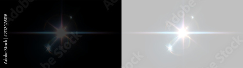Obraz na plátně Bright light shines with color on a transparent background during a daytime scen