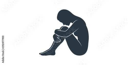 Fotografía Sad Person Silhouette Vector Illustration