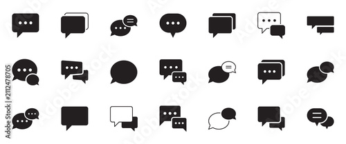 Chat speech bubble design icon set. Bubble speech icon set editable stroke isolated flat vector illustration on white background. EPS 10