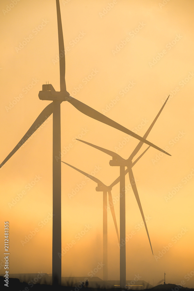 Obraz premium Windmill in Hanstholm, Denmark. Green energy by the coast.