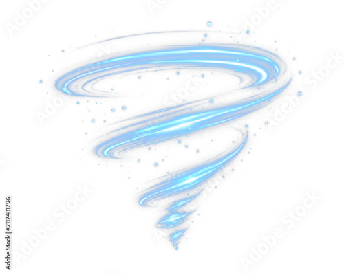 Glow Blue Spiral Light Beam Transparent PNG Overlay, on transparent background