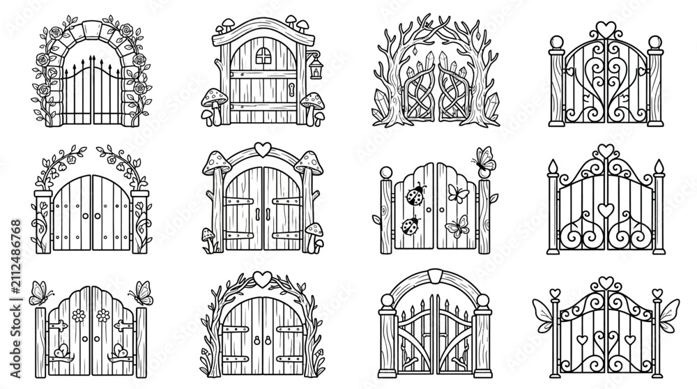 Obraz premium Enchanted Garden Gates Collection: Fantasy Doorways & Archways