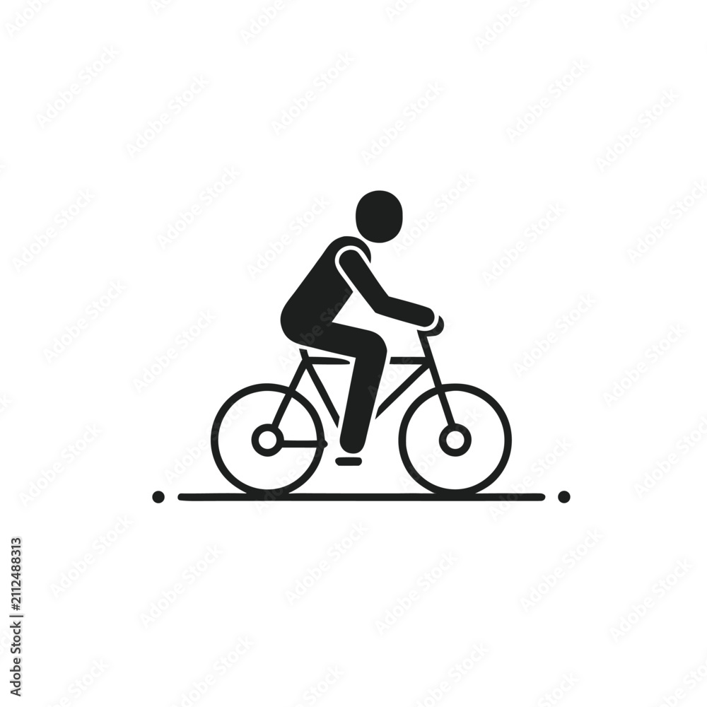 Obraz premium Bicycle Rider Vector Icon. Black Cyclist Silhouette and Editable Stroke Line Symbol.