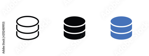 Stacked disks silhouette in black and blue a simple graphic representation of data storage layers circles records cylinders