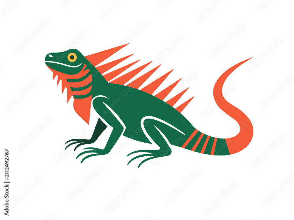 Fototapeta premium Iguana Vector Graphic. Reptile Wildlife Logo Icon Isolated on White Background.