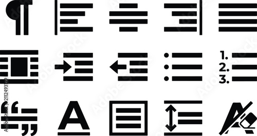 Konstfotografi Professional text formatting and paragraph alignment icone set for graphic desig