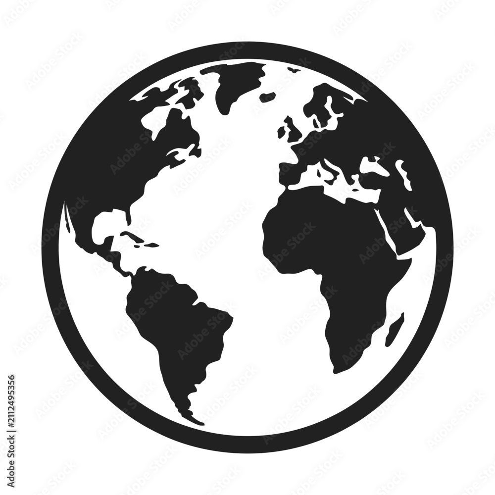 Obraz premium World Planet Earth Isolated Icon Vector Illustration Design, Modern Globe Symbol Representing Global Communication, International Business, Geography, Sustainability, Environmental Awareness.