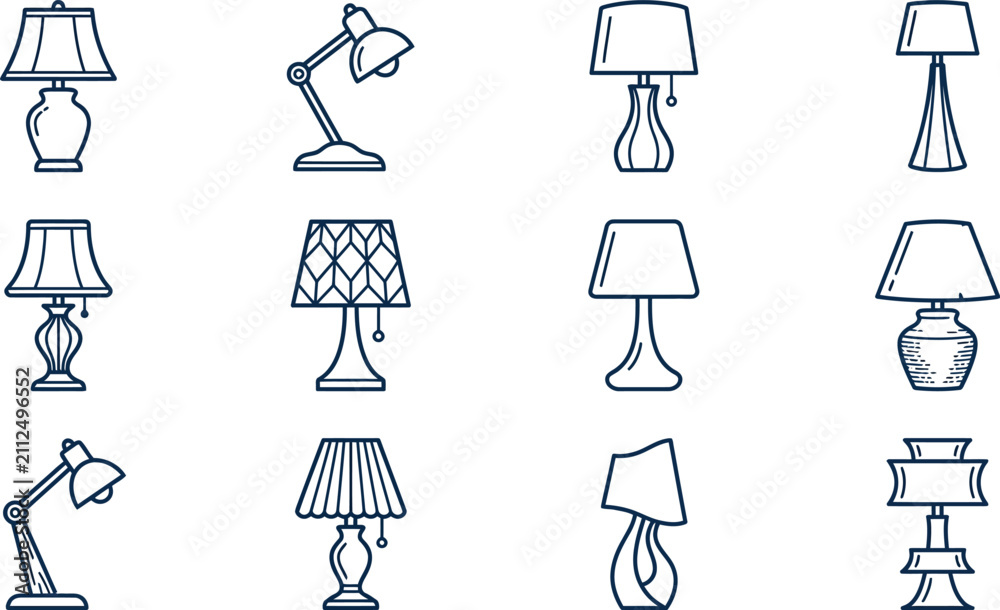 Fototapeta premium Collection of Various Table Lamps.