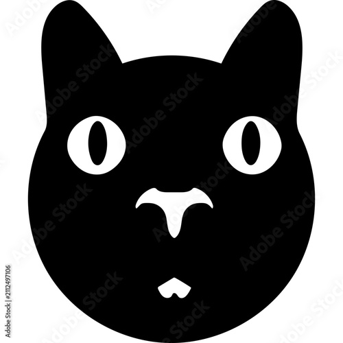 Canvastavla Surprised black cat face, wide-eyed animal graphic element