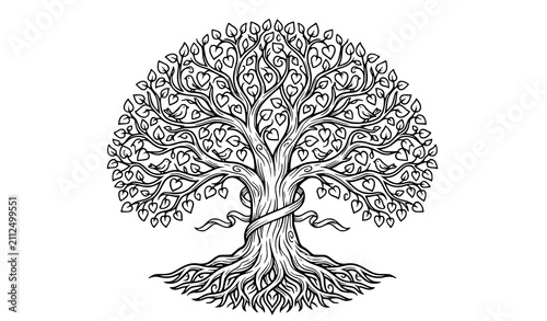 Canvastavla Elegant Circular Tree of Life Vector Emblem for Family Reunion T Shirt Celebrati