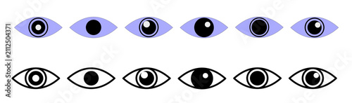 eye icon set with pupil variations flat vector collection