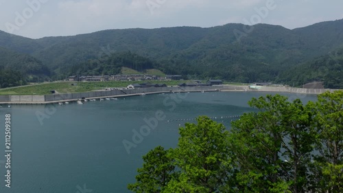 宮城県石巻市雄勝の漁港をドローンで上昇撮影した海岸風景 4K