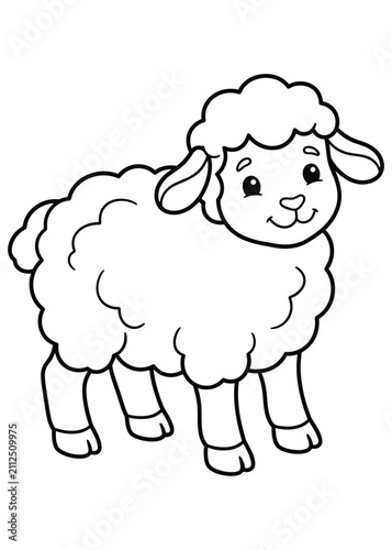 Baby Sheep Coloring Page, Cute Cartoon Lamb Outline, Printable Black and White Farm Animal Coloring Sheet for Kids