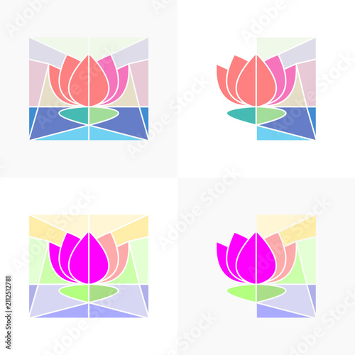 Spiritual yoga space emblem with elegant lotus flower