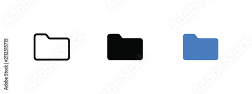 Canvas Print Folder icons in outline solid black and blue flat styles against a white backgro