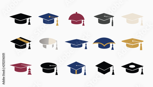 Картината върху платно Diverse graduation caps and academic headwear collection representing scholastic