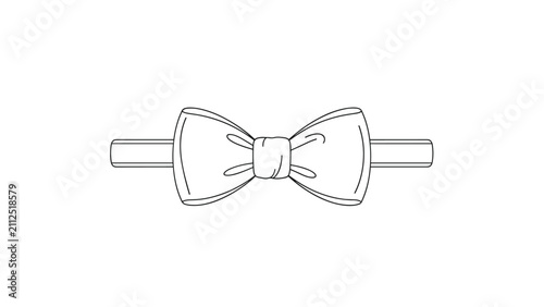 Simple line drawing of a formal mens bow tie with an adjustable neck strap represents classic fashion and elegance.