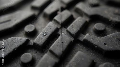Close-up of textured rubber surface with anti-slip grip pattern. Industrial non-slip material for safety and durability in high-traffic areas.