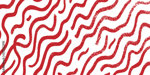 Quadro su tela Abstract red wavy lines pattern with rough chalk or crayon texture diagonal vector illustration background