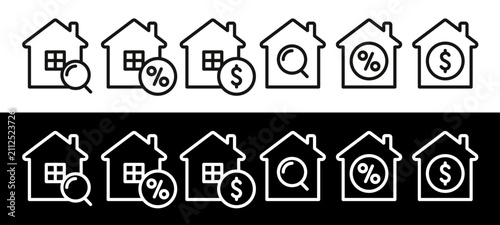 real estate house icons set   buy investment mortgage loan search vector illustration
