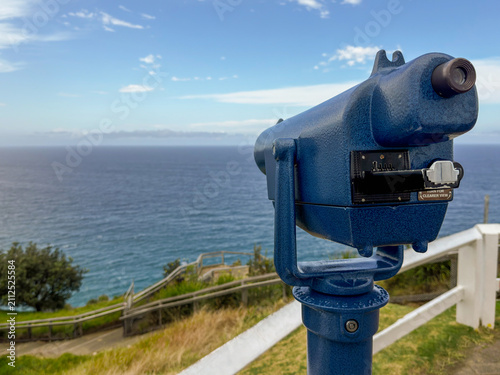 Coin Operated Viewer Overlooking Ocean Cliff