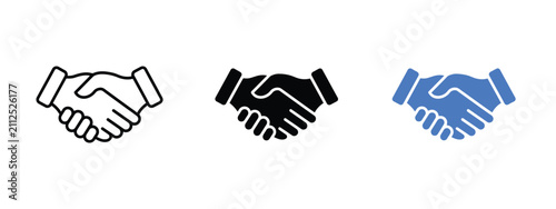 Bild auf Leinwand Handshake icon set in black and blue flat vector illustration with white backgro