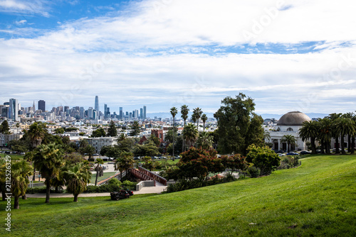 Downtown San Francisco view from Dolores Park hillside