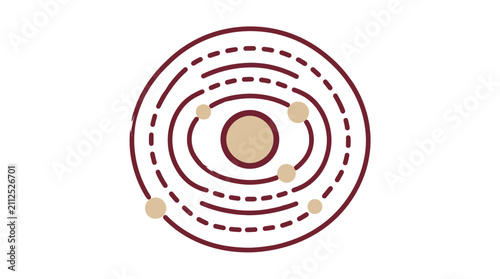 Foto Stylized Solar System Icon: Planets Orbiting Sun