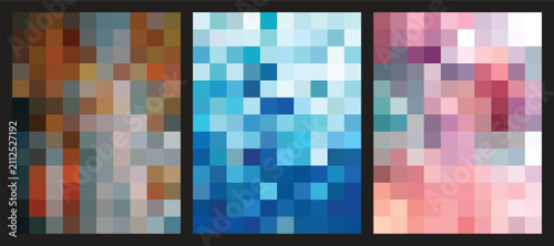 Modern pixelated background set with smooth gradient transitions