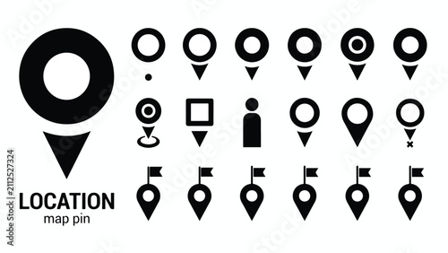 Фотография Set of various map location pointer icons with location navigation destination
