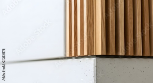 Modern Interior Design: Wood Slats and Concrete Texture Detail