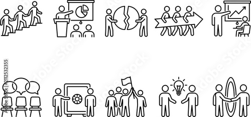 Teamwork and collaboration concept icons for business presentations