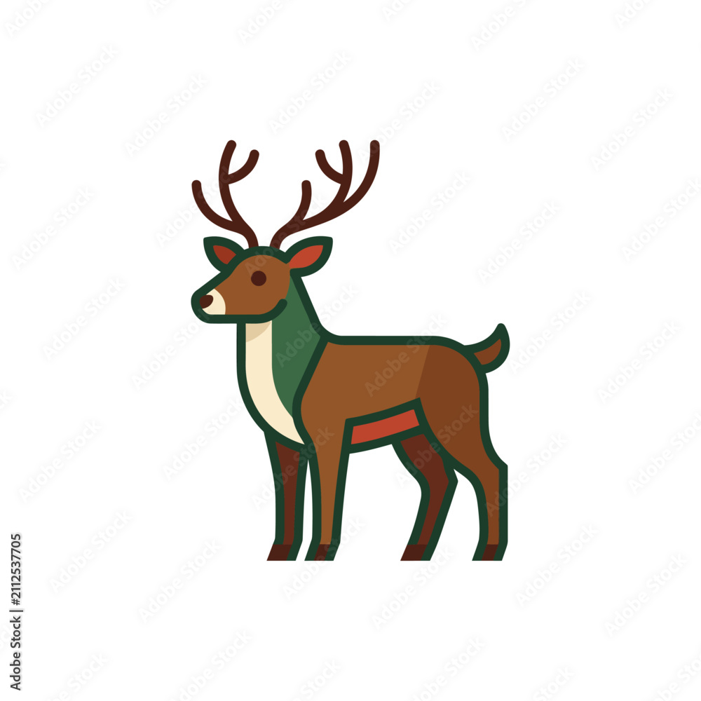 Fototapeta premium Reindeer Flat Vector Illustration