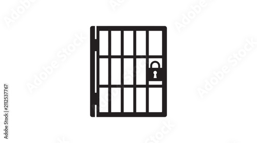 Bild auf Leinwand Jail cell door with lock black silhouette