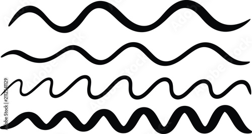 Abstract Wavy Line Set with Different Thickness and Curves